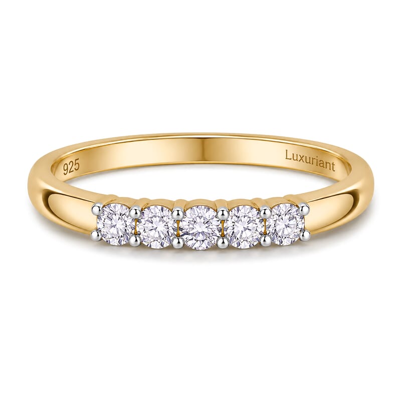 Luxuriant Lab Grown Diamond G SI 0.25 ctw Band Ring in 18K Vermeil Yellow Gold Over Sterling Silver (Size 5.0)