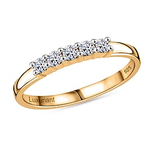 Luxuriant Lab Grown Diamond 0.25 ctw Band Ring in 18K Vermeil Yellow Gold Over Sterling Silver (Size 7.0)