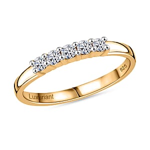 Luxuriant Lab Grown Diamond G SI 0.25 ctw Band Ring in 18K Vermeil Yellow Gold Over Sterling Silver (Size 8.0) 