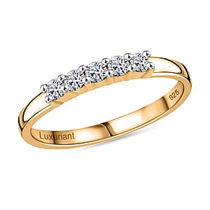 Luxuriant Lab Grown Diamond 0.25 ctw Band Ring in 18K Vermeil Yellow Gold Over Sterling Silver (Size 9.0)