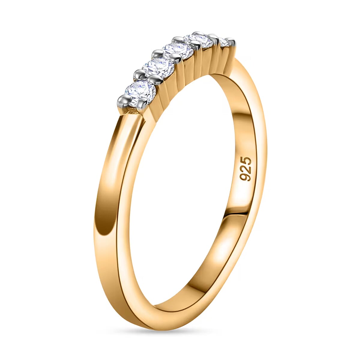 Luxuriant Lab Grown Diamond 0.25 ctw Band Ring in 18K Vermeil Yellow Gold Over Sterling Silver (Size 9.0) image number 8