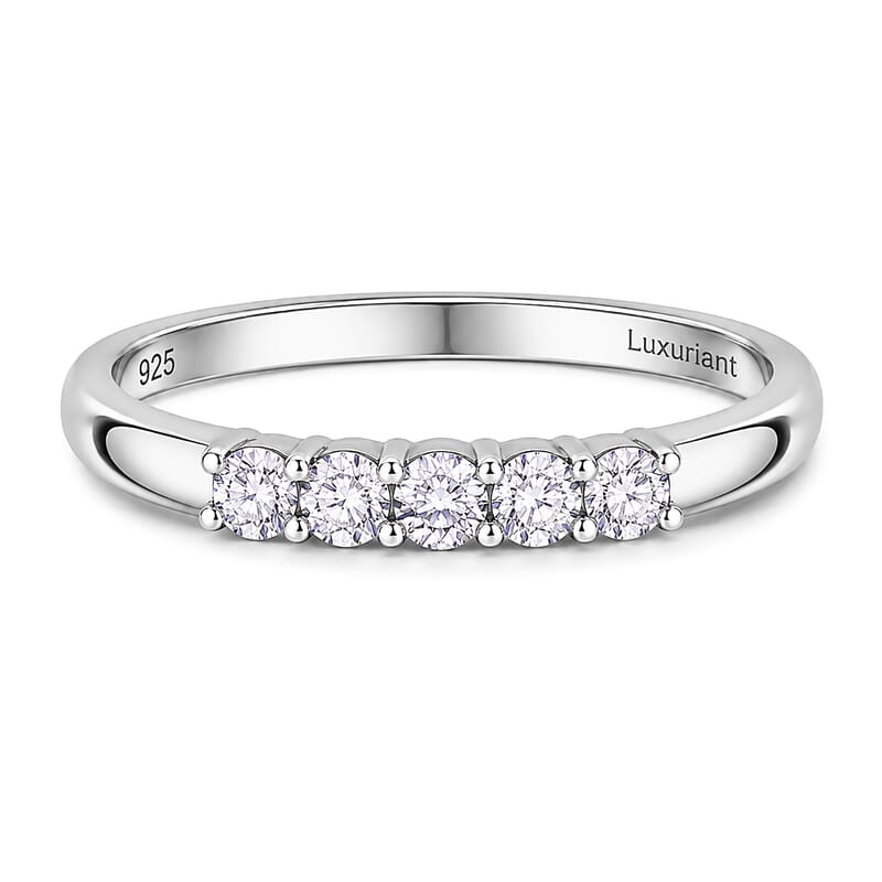 Luxuriant Lab Grown Diamond G-H SI 0.25 ctw Band Ring in Rhodium Over Sterling Silver (Size 10.0)