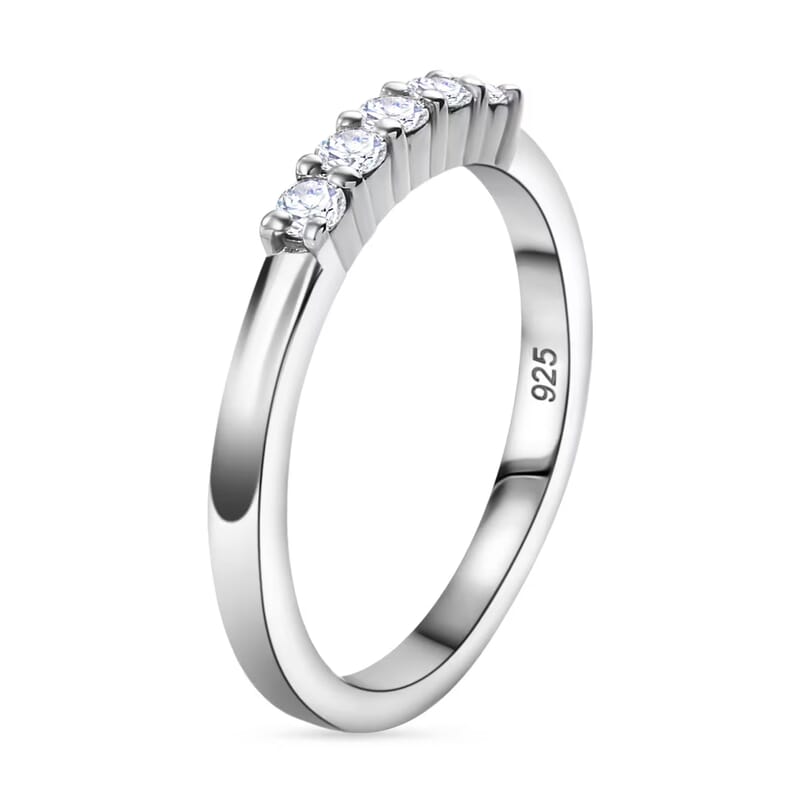 Luxuriant Lab Grown Diamond G-H SI 0.25 ctw Band Ring in Rhodium Over Sterling Silver (Size 10.0)