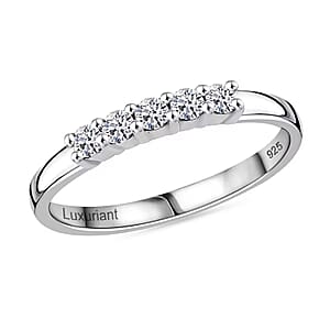 Luxuriant Lab Grown Diamond G-H SI 0.25 ctw Band Ring in Rhodium Over Sterling Silver (Size 6.0)