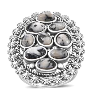 Artisan Crafted White Buffalo 5.15 ctw Ottoman Floral Ring in Black Oxidized Sterling Silver (Size 10.0)