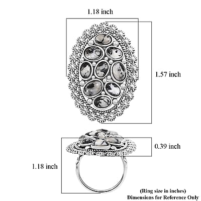 D'Joy Artisan Crafted White Buffalo 5.15 ctw Ottoman Floral Ring in Black Oxidized Sterling Silver (Size 10.0)