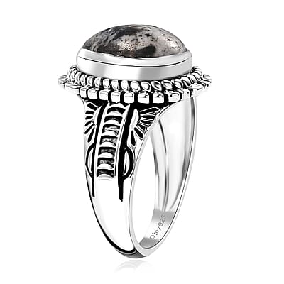 D'Joy Artisan Crafted White Buffalo 3.50 ctw Solitaire Ring in Black Oxidized Sterling Silver (Size 10.0)