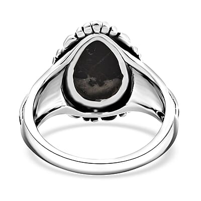 D'Joy Artisan Crafted White Buffalo 3.50 ctw Solitaire Ring in Black Oxidized Sterling Silver (Size 10.0)