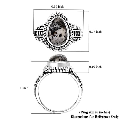 D'Joy Artisan Crafted White Buffalo 3.50 ctw Solitaire Ring in Black Oxidized Sterling Silver (Size 10.0)
