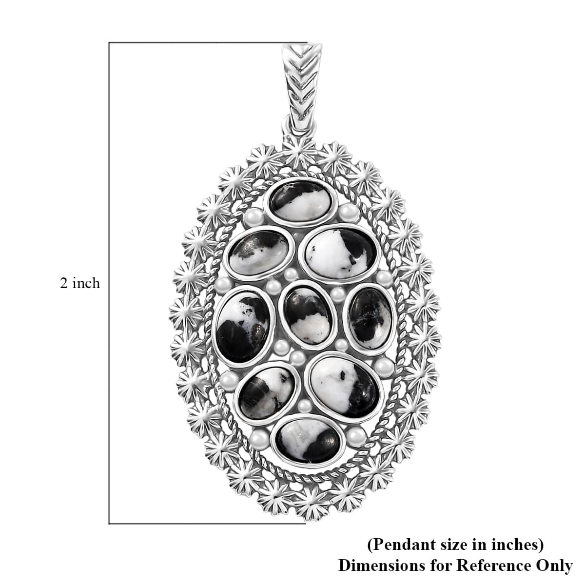 Artisan Crafted White Buffalo 5.20 ctw Ottoman Floral Pendant in Black Oxidized Sterling Silver image number 5