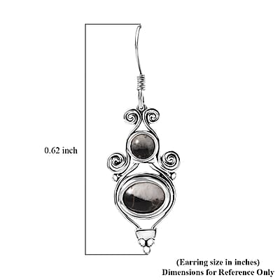 D'Joy Artisan Crafted White Buffalo 5.00 ctw Earrings in Black Oxidized Sterling Silver