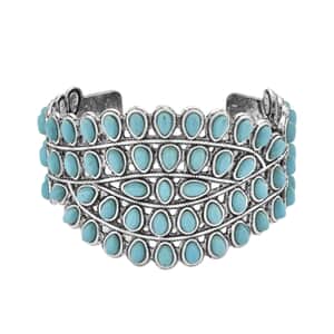 Blue Howlite 20.00 ctw Cuff Bracelet in Silvertone (7.50 In)