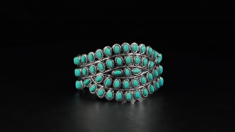 Doorbuster Blue Howlite 20.00 ctw Bangle Bracelet in Silvertone (7.50 In)