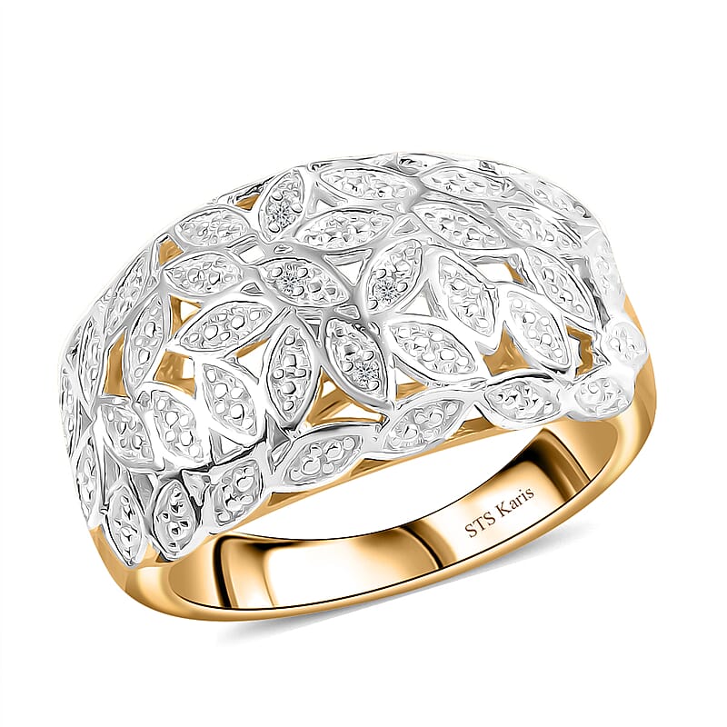 Karis White Diamond Accent Ring in 18K YG Plated and Platinum Bond (Size 10.0)