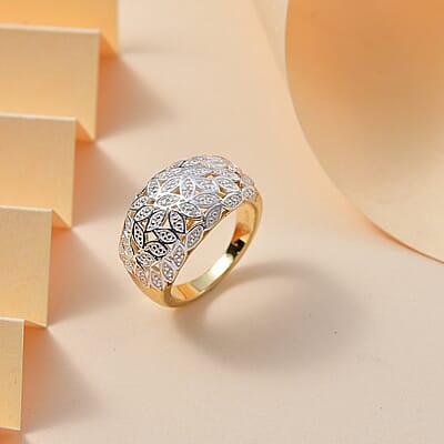 Karis White Diamond Accent Ring in 18K YG Plated and Platinum Bond (Size 10.0)
