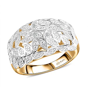 Karis White Diamond Accent Ring in 18K YG Plated and Platinum Bond (Size 9.0)