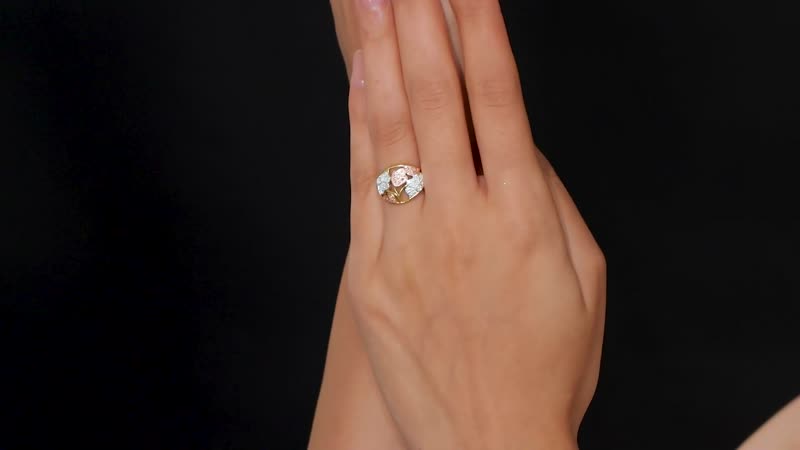 Karis Natural Champange and White Diamond Accent Ring in 18K YG Plated (Size 10.0)