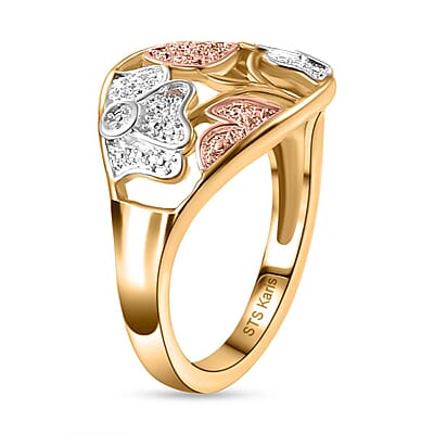 Karis Natural Champagne and White Diamond Accent Ring in 18K YG Plated (Size 10.0)