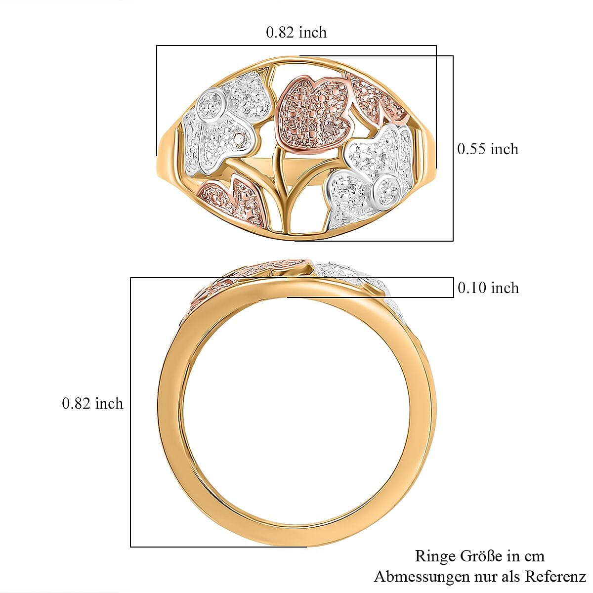Karis Natural Champagne and White Diamond Accent Ring in 18K YG Plated (Size 10.0)