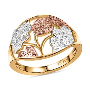 Karis Natural Champagne and White Diamond Accent Ring in 18K YG Plated (Size 9.0)