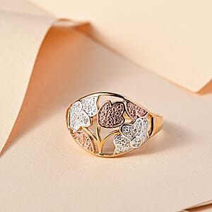 Karis Natural Champagne and White Diamond Accent Ring in 18K YG Plated (Size 9.0)