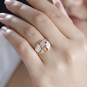 Karis Natural Champagne and White Diamond Accent Ring in 18K YG Plated (Size 9.0)