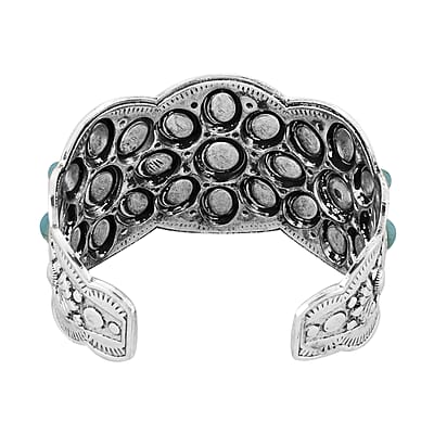 Constituted Blue Howlite 10.00 ctw Cuff Bracelet in Silvertone (7.50 In)