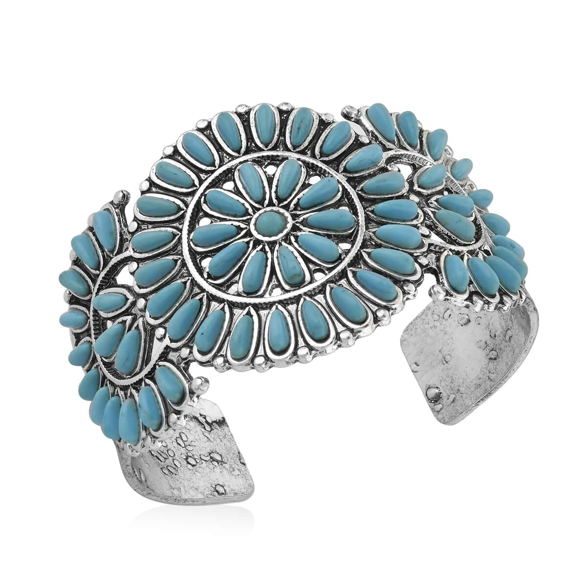 Doorbuster Blue Howlite Bangle Bracelet in Silvertone (7.50 In) 18.00 ctw image number 2