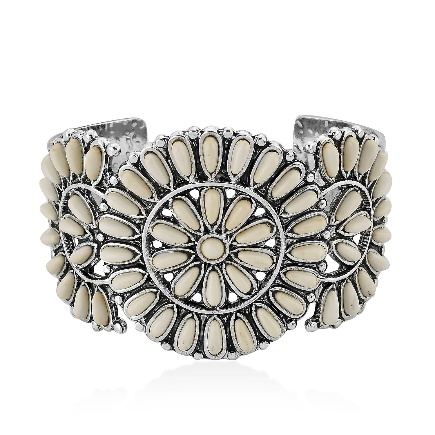 Doorbuster Blue Howlite Bangle Bracelet in Silvertone (7.50 In) 18.00 ctw