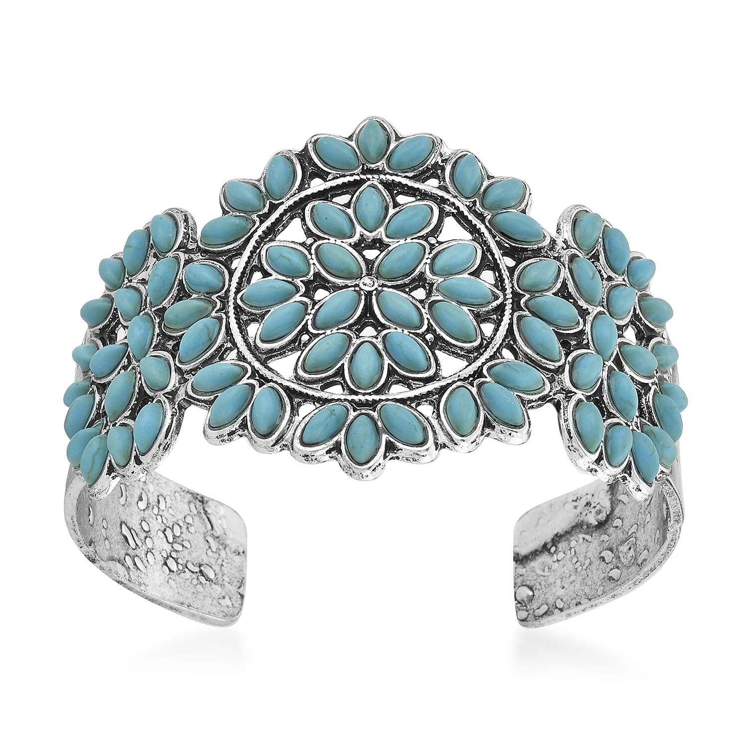 Buy Blue Howlite 12.00 ctw Floral Cuff Bracelet in