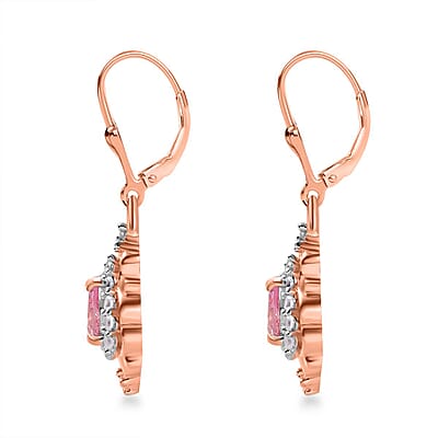 D'Joy Narsipatnam Pink Spinel and White Zircon 1.25 ctw Lever Back Earrings in 18K Vermeil Rose Gold Over Sterling Silver
