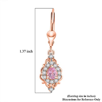 D'Joy Narsipatnam Pink Spinel and White Zircon 1.25 ctw Lever Back Earrings in 18K Vermeil Rose Gold Over Sterling Silver