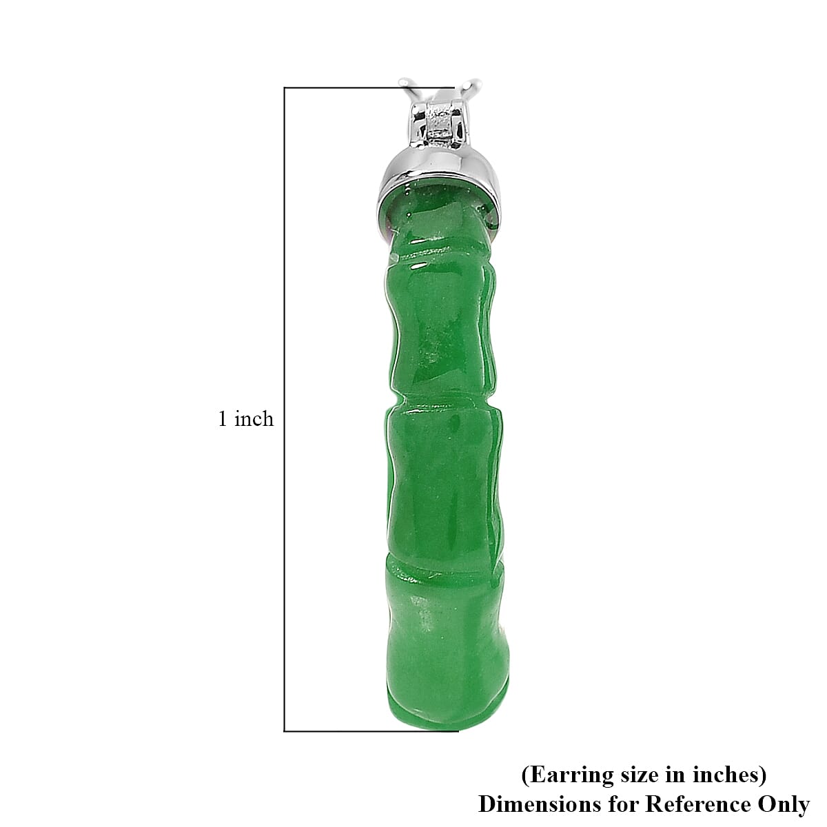 Green Jade (D) 20.00 ctw Hoop Earrings in Rhodium Over Sterling Silver
