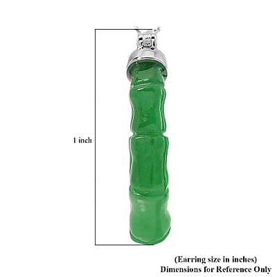 Green Jade (D) 20.00 ctw Hoop Earrings in Rhodium Over Sterling Silver