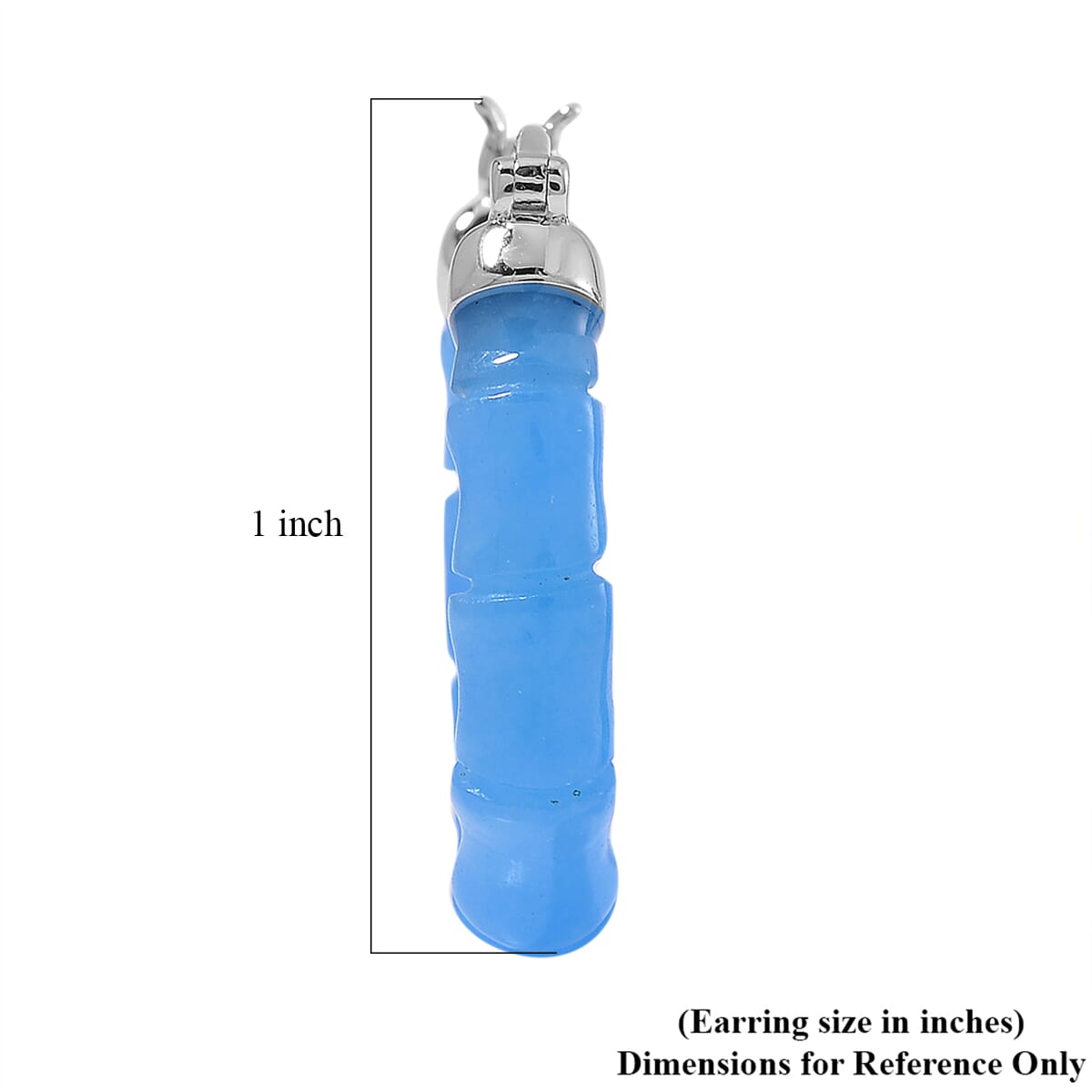Blue Jade (D) 20.00 ctw Hoop Earrings in Rhodium Over Sterling Silver image number 5