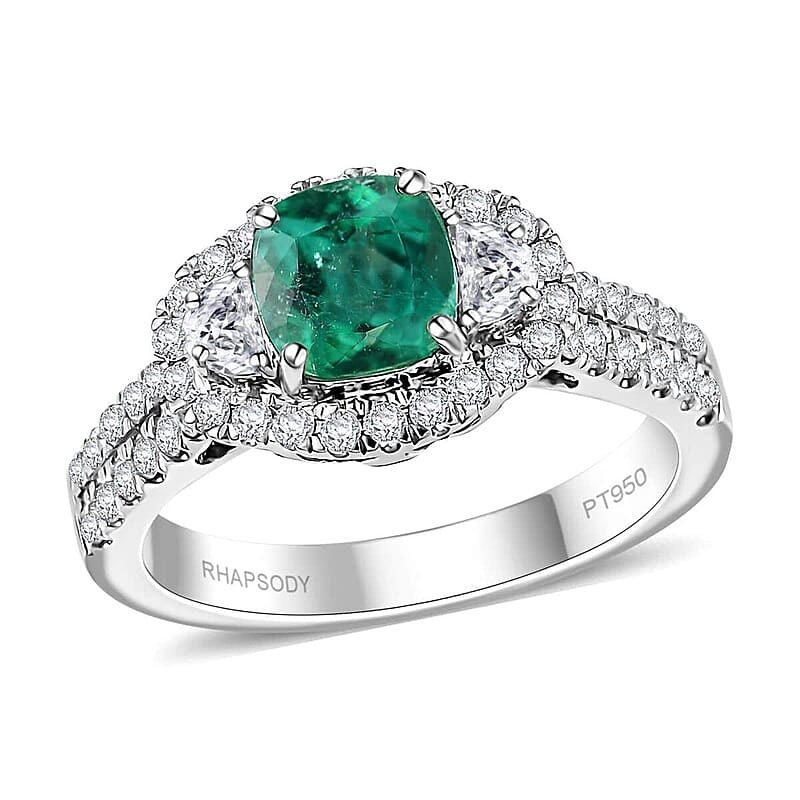 Rhapsody 950 Platinum AAAA Paraiba Tourmaline, Diamond (E-F, VS) Ring (Size 6.0) (7.12 g) 2.00 ctw