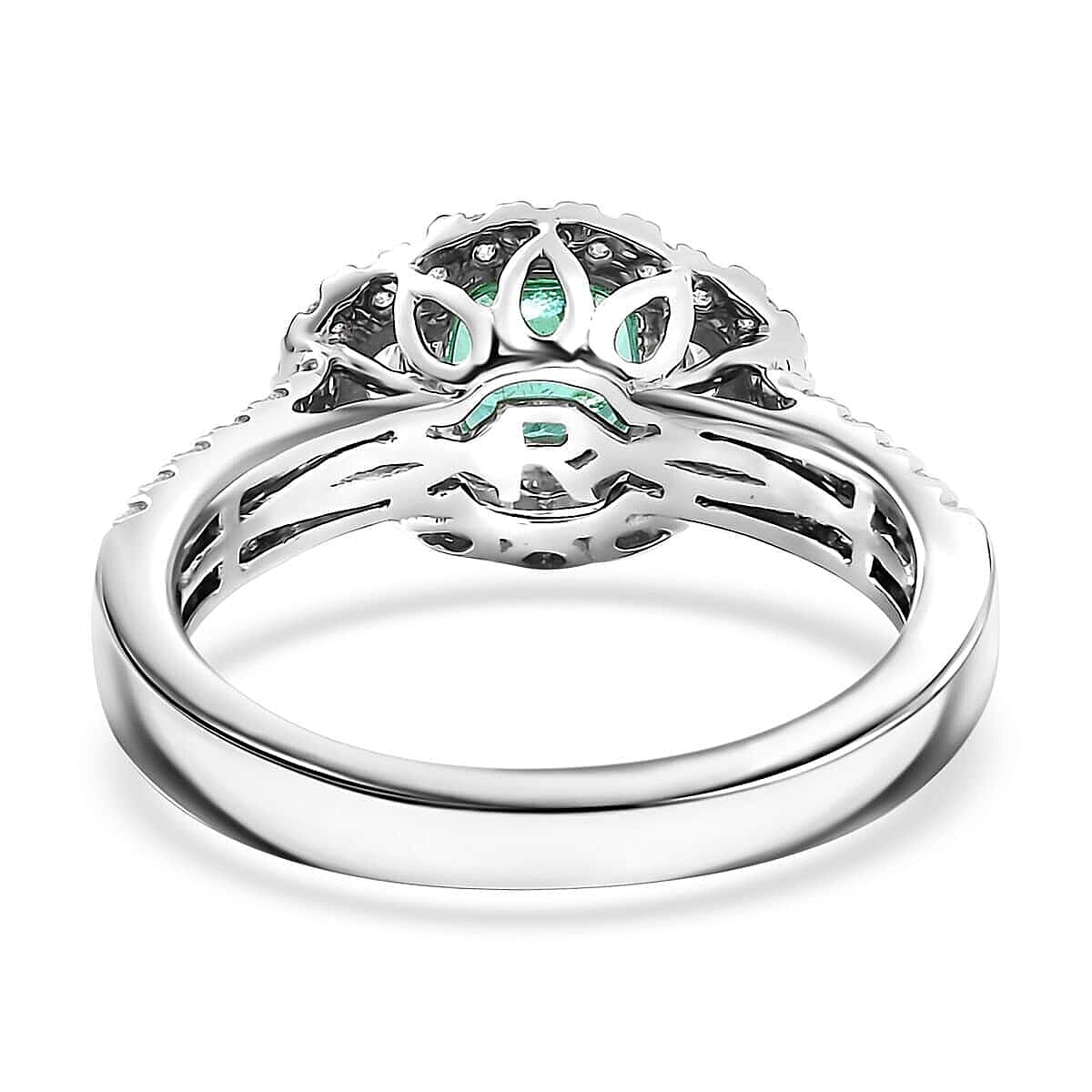 Rhapsody 950 Platinum AAAA Paraiba Tourmaline, Diamond (E-F, VS) Ring (Size 6.0) (7.12 g) 2.00 ctw