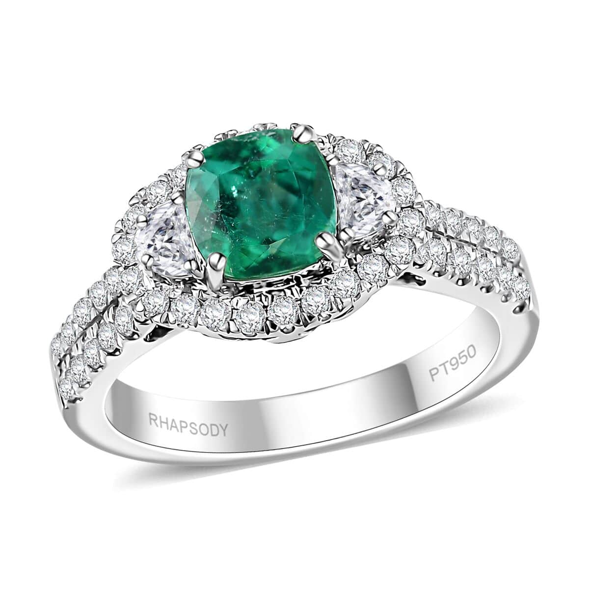 Rhapsody AAAA Paraiba Tourmaline and E-F VS Diamond 2.00 ctw Ring in 950 Platinum (Size 7.0) 7.12 Grams image number 0