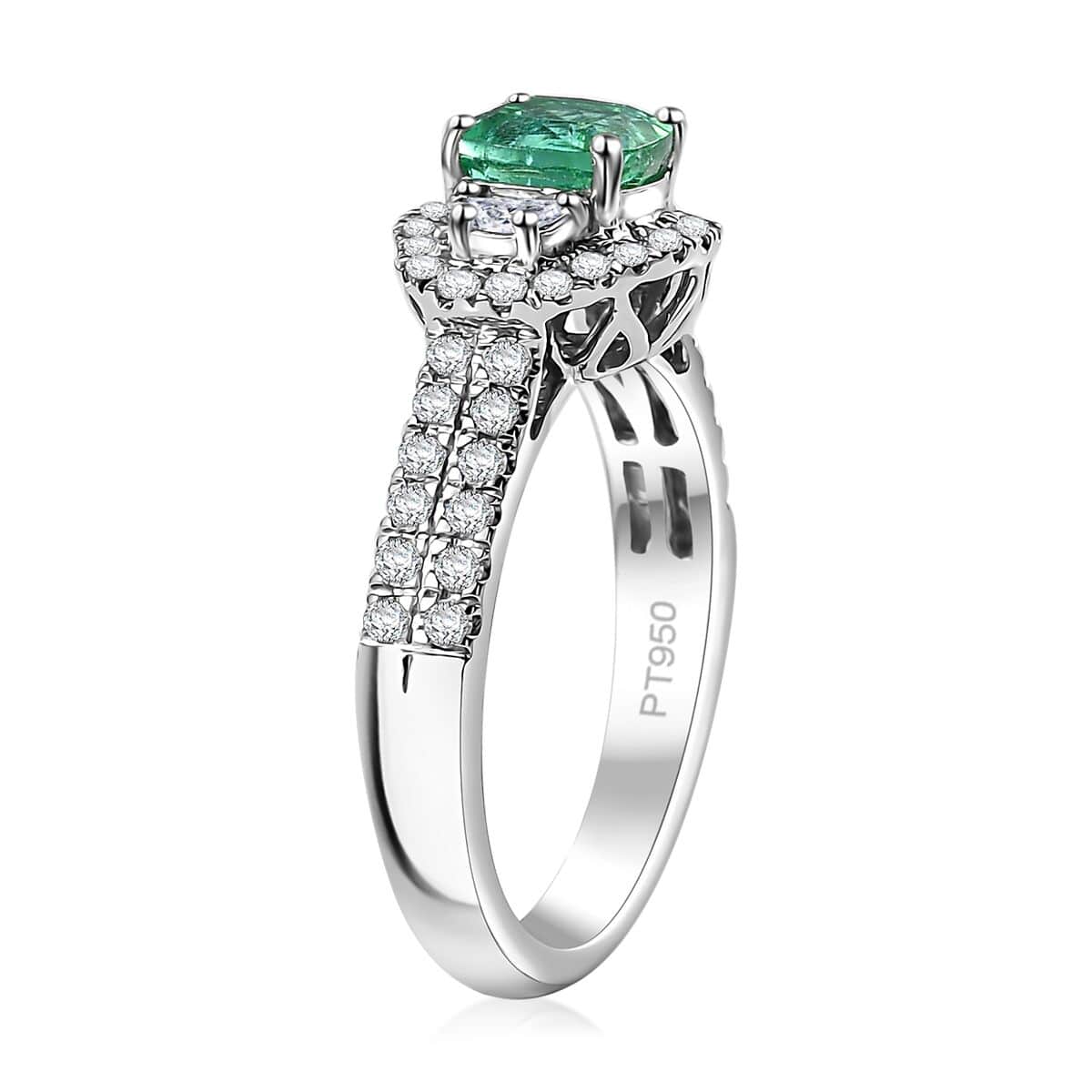 Rhapsody AAAA Paraiba Tourmaline and E-F VS Diamond 2.00 ctw Ring in 950 Platinum (Size 7.0) 7.12 Grams image number 3