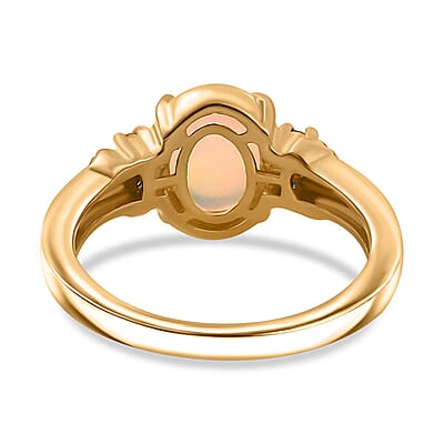 D'Joy Ethiopian Welo Opal and Kagem Zambian Emerald 1.25 ctw Ring in 18K Vermeil Yellow Gold Over Sterling Silver (Size 10.0)
