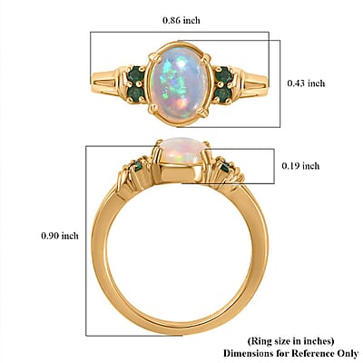D'Joy Ethiopian Welo Opal and Kagem Zambian Emerald 1.25 ctw Ring in 18K Vermeil Yellow Gold Over Sterling Silver (Size 10.0)