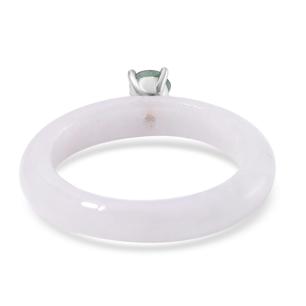 Natural Jade and Emerald 14.15 ctw Band Ring in Rhodium Over Sterling Silver (Size 10.0) image number 3