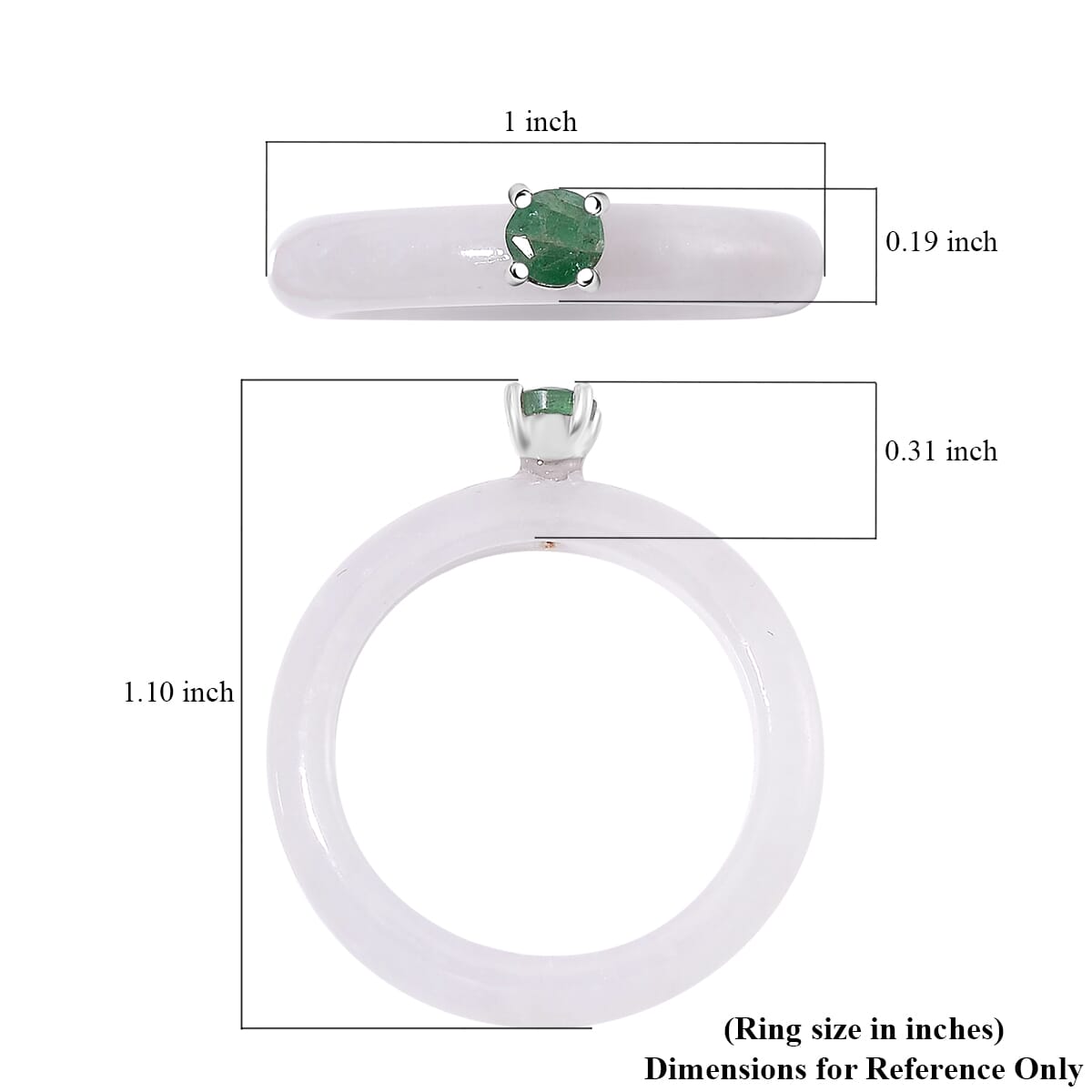 Natural Jade and Emerald 14.15 ctw Band Ring in Rhodium Over Sterling Silver (Size 10.0) image number 4