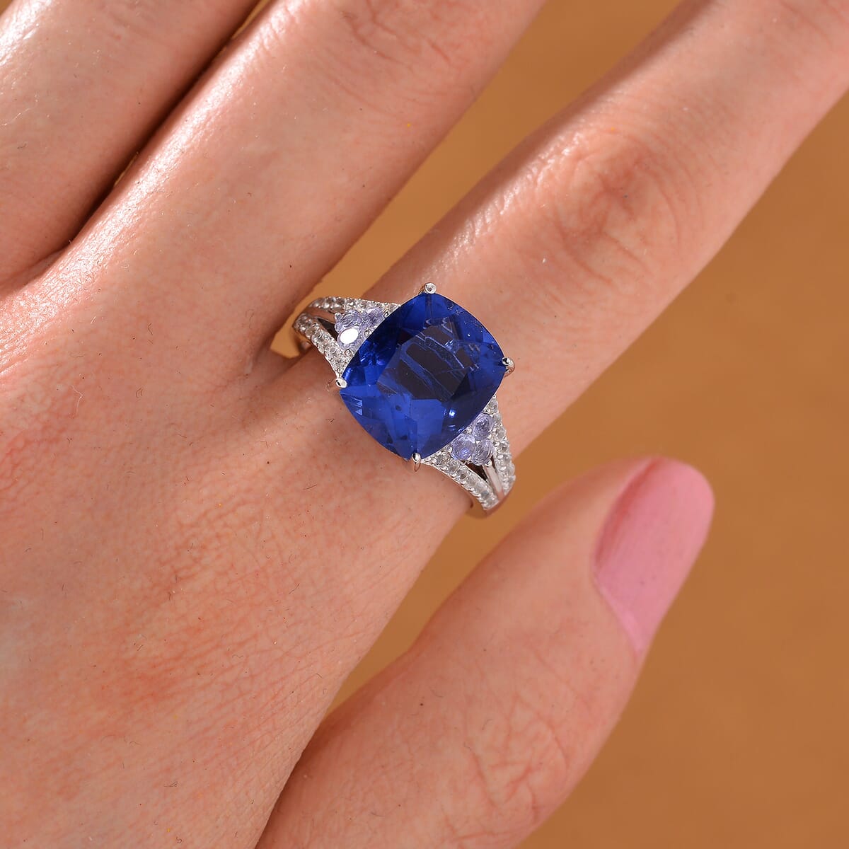 Color Change Fluorite (IR) and Multi Gemstone 6.85 ctw Royal Ocean Ring in Rhodium Over Sterling Silver (Size 8.0) image number 1