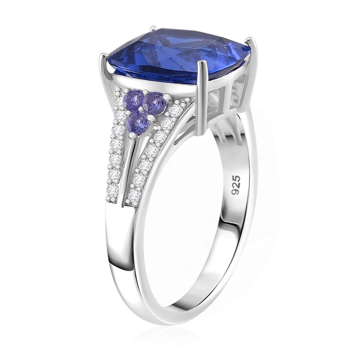 Color Change Fluorite (IR) and Multi Gemstone 6.85 ctw Royal Ocean Ring in Rhodium Over Sterling Silver (Size 8.0) image number 2