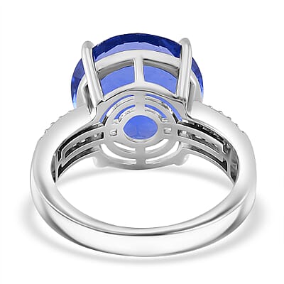 Color Change Fluorite (IR) and White Zircon 11.65 ctw Royal Mirage Ring in Rhodium Over Sterling Silver (Size 10.0)