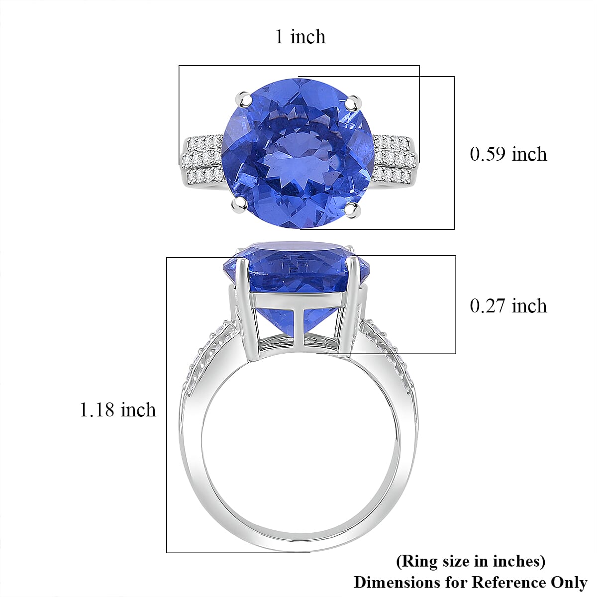 Color Change Fluorite (IR) and White Zircon 11.65 ctw Royal Mirage Ring in Rhodium Over Sterling Silver (Size 10.0)