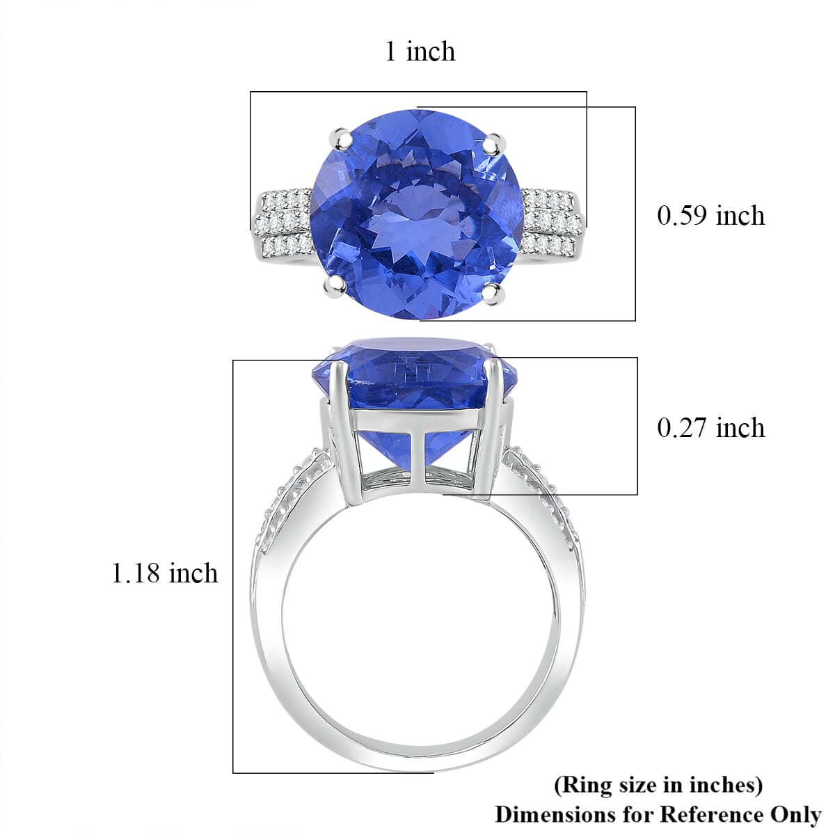 Color Change Fluorite (IR) and White Zircon 11.65 ctw Royal Mirage Ring in Rhodium Over Sterling Silver (Size 7.0) image number 4