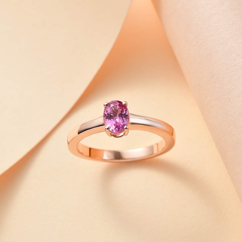 Luxoro AAA Narsipatnam Pink Spinel 0.80 ctw Solitaire Ring in 10K Rose Gold (Size 10.0)