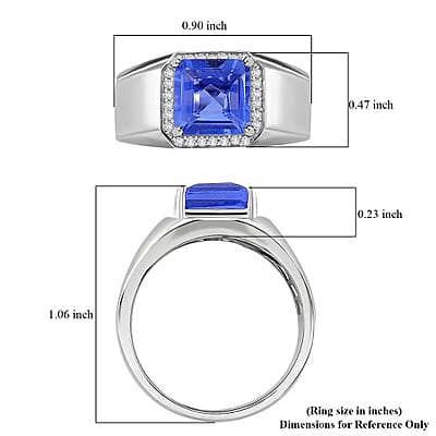 Color Change Fluorite (IR) and White Zircon 3.10 ctw Men's Ring in Rhodium Over Sterling Silver (Size 10.0)